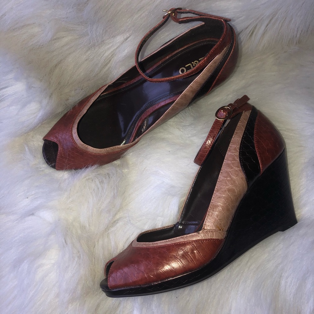 Liz & Co. | Peep-toe Multi-Tone Wedges Size 9